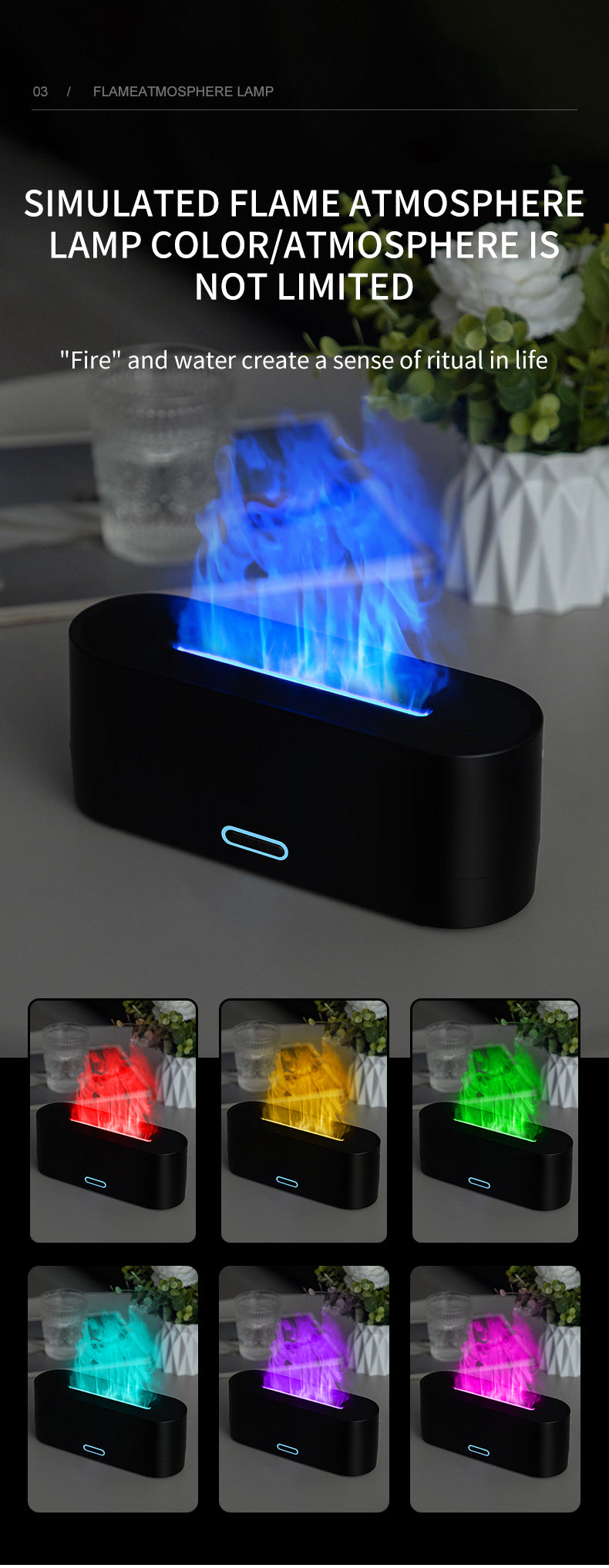 Simulated Flame Aromatherapy Humidifier HL03