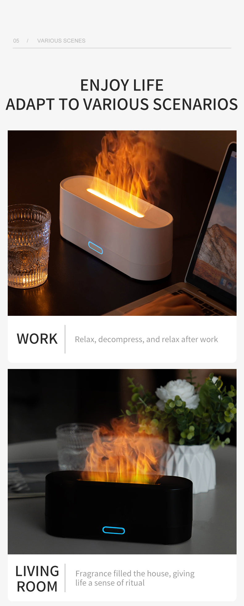 Simulated Flame Aromatherapy Humidifier HL03